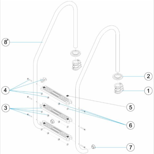 Pasamanos para escalera de piscina AstralPool 3 peldaños - repuesto original