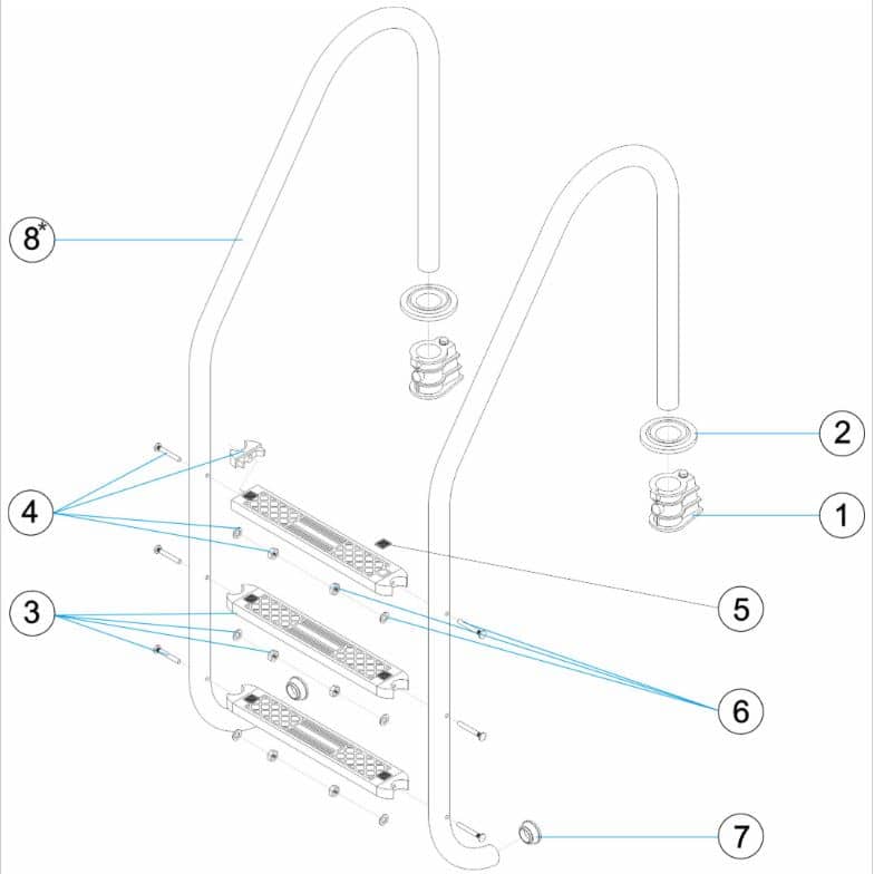 Pasamanos para escalera de piscina AstralPool 3 peldaños - repuesto original