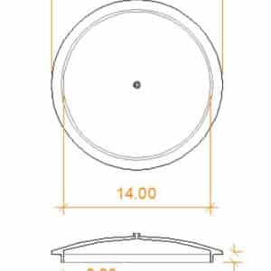 Plano técnico con medidas de la tapa para Filtro Aries – Tapa Filtro 450/550, marca Espa