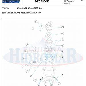 Recambio Filtro Volcano Valvula Top Astralpool