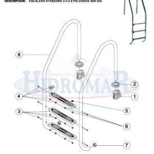 Recambio Escalera Standard 2 A 5 Peldaños Aisi-304