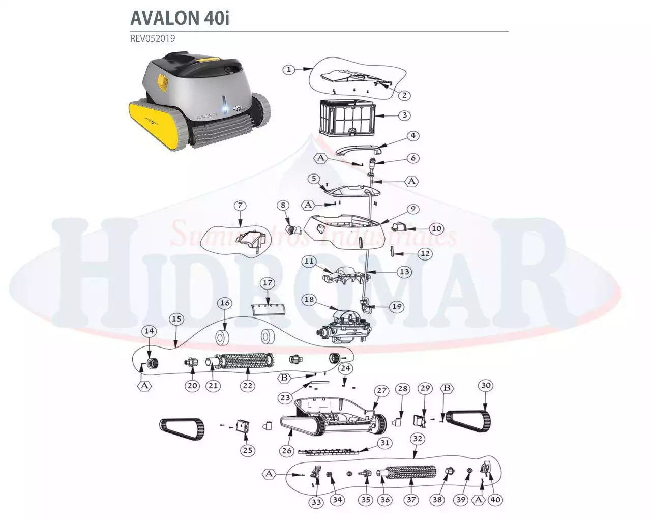 Pièce de rechange pour nettoyeur de piscine Dolphin Avalon 40I