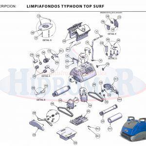 Recambio Limpiafondos Ctx Typhoon Surf Top