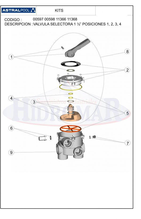Recambio Válvula Selectora Astral Classic