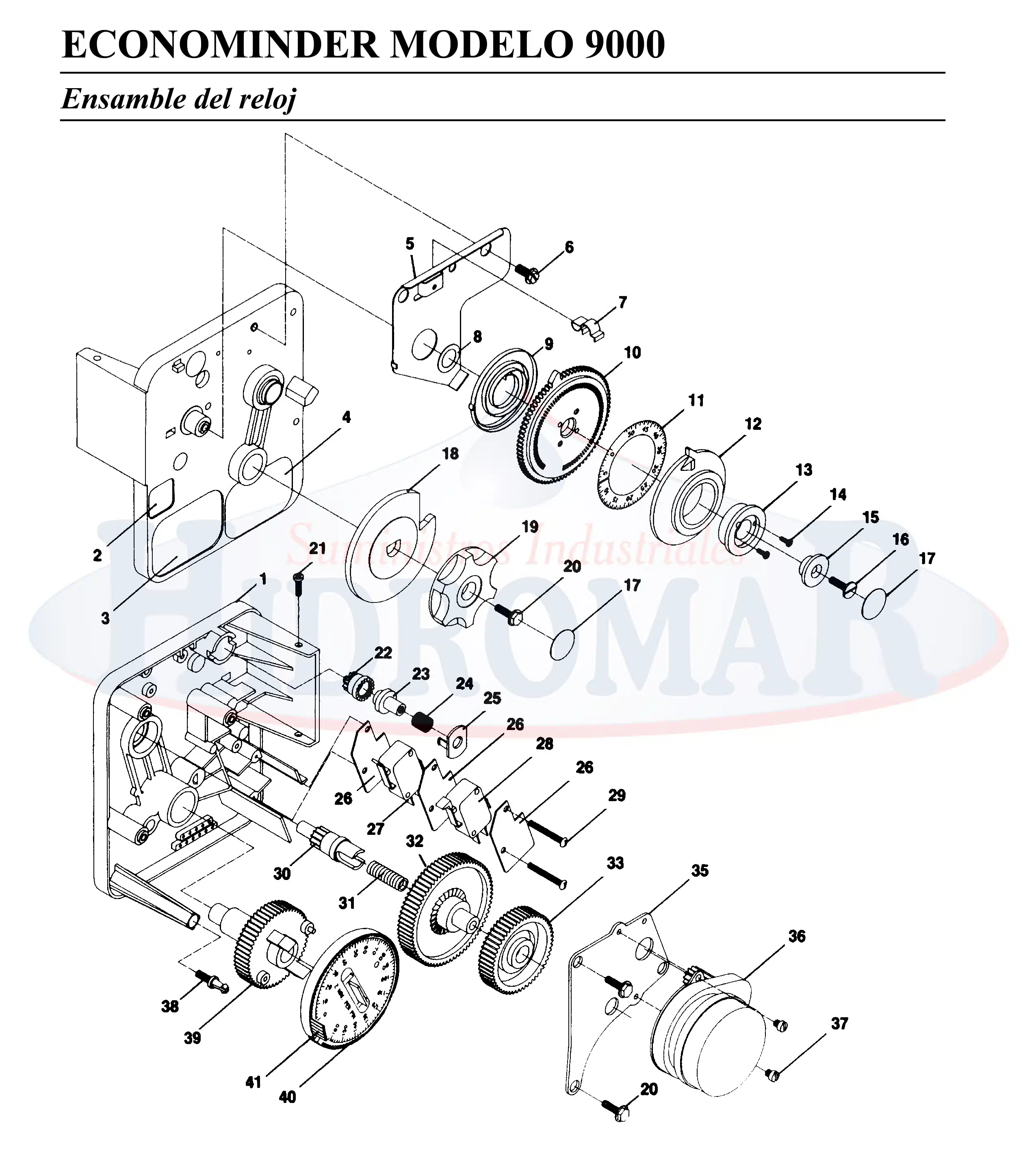 Exploded view Econominder 9000 - Clock