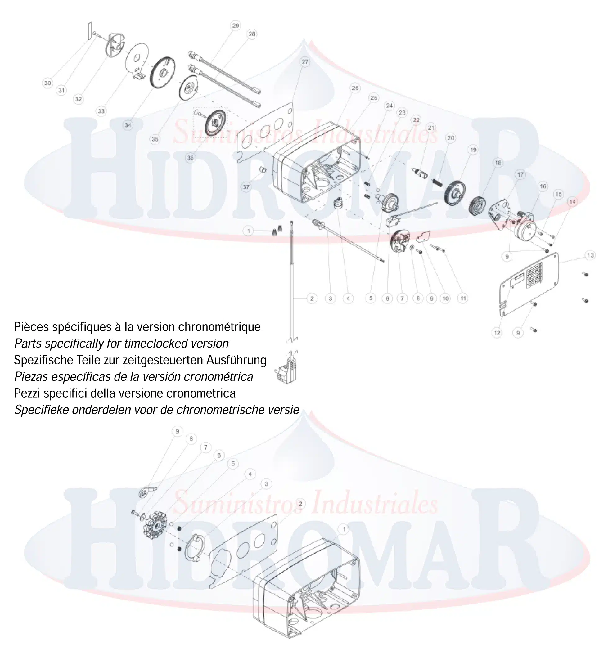 Exploded view Fleck 4600 / 5600 valve