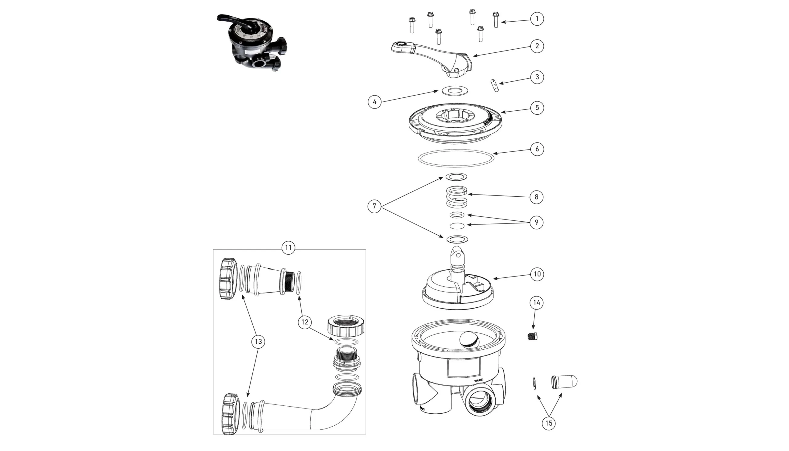 Recambio Válvula Selectora Hayward Vari-Flo Sp0719