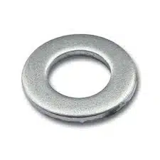 Arruela Plana Zincada 16mm feita em aço zincado, ideal para estruturas e bricolage.