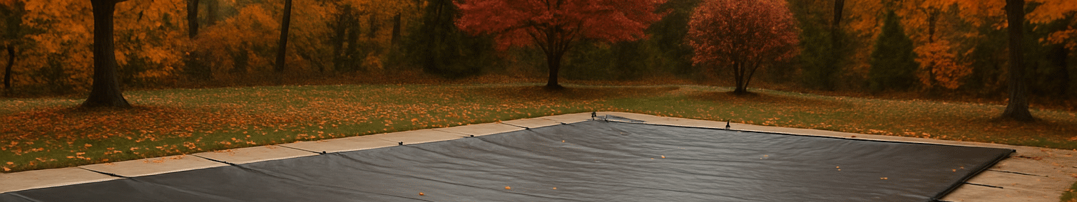 Piscina cubierta con cobertor de invierno